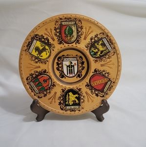 Vtg seems to be German Pyrography Burned and Painted Souvenir/Charger plaque